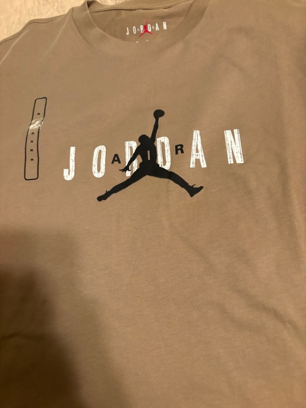 Jordan Short Sleeve Tee in Beige with Black Jumpman - Picture 2 of 5